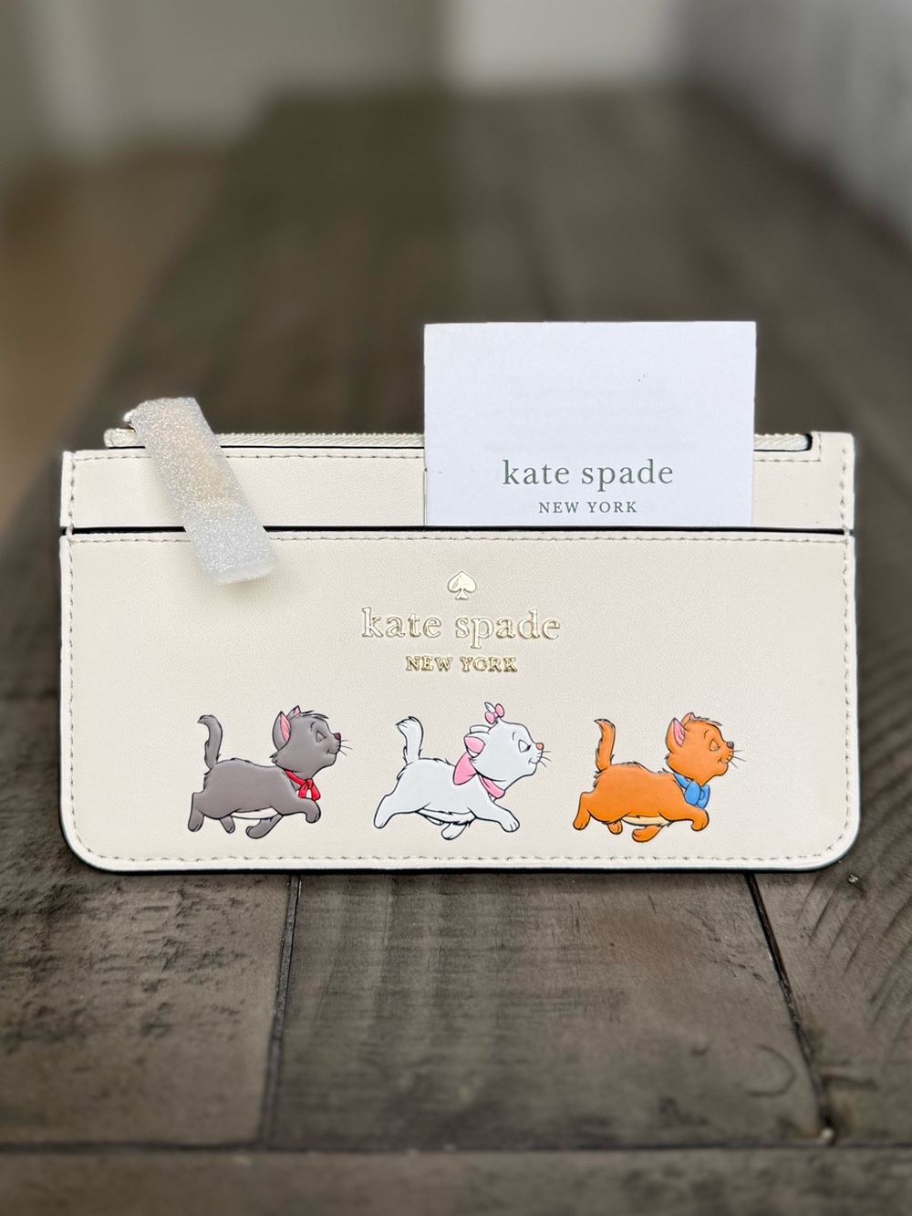 RARE Disney x Kate Spade Aristocats Large Slim Card Holder Wallet KC661 NEW